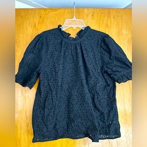 NWT Madewell short sleeve black eyelet top!